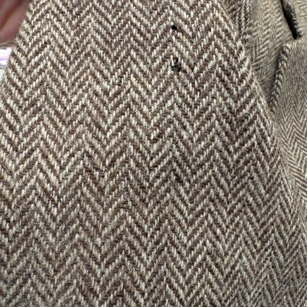 Vintage 70s Harris Tweed Blazer 44 Brown Herringbone Wool Sport Coat Heritage